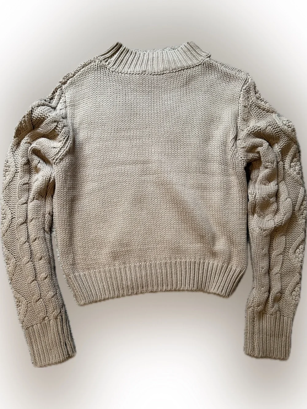Double Zero Cable Knit Turtleneck Sweater - Cream